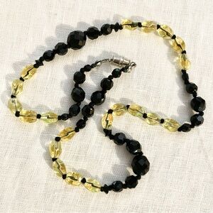 Elegant Black and Yellow Beaded Necklace